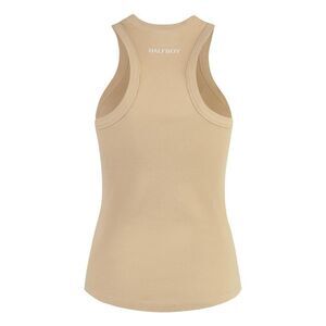 HALFBOY Ribbed Racerback Tank Top with Embroidered Logo Women Beige T-Shirts &